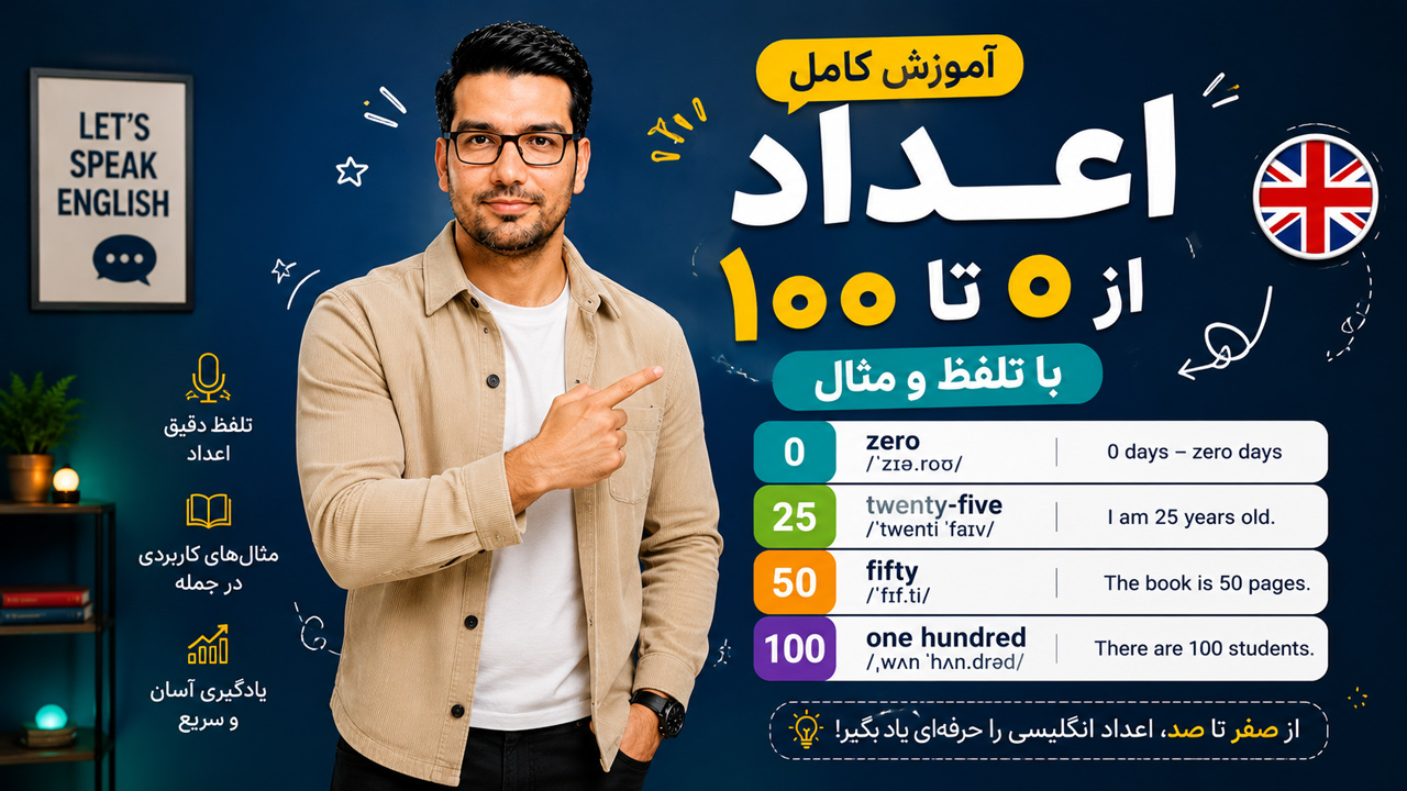 آموزش اعداد انگلیسی ۱ تا ۱۰۰ با تلفظ و ترجمه فارسی