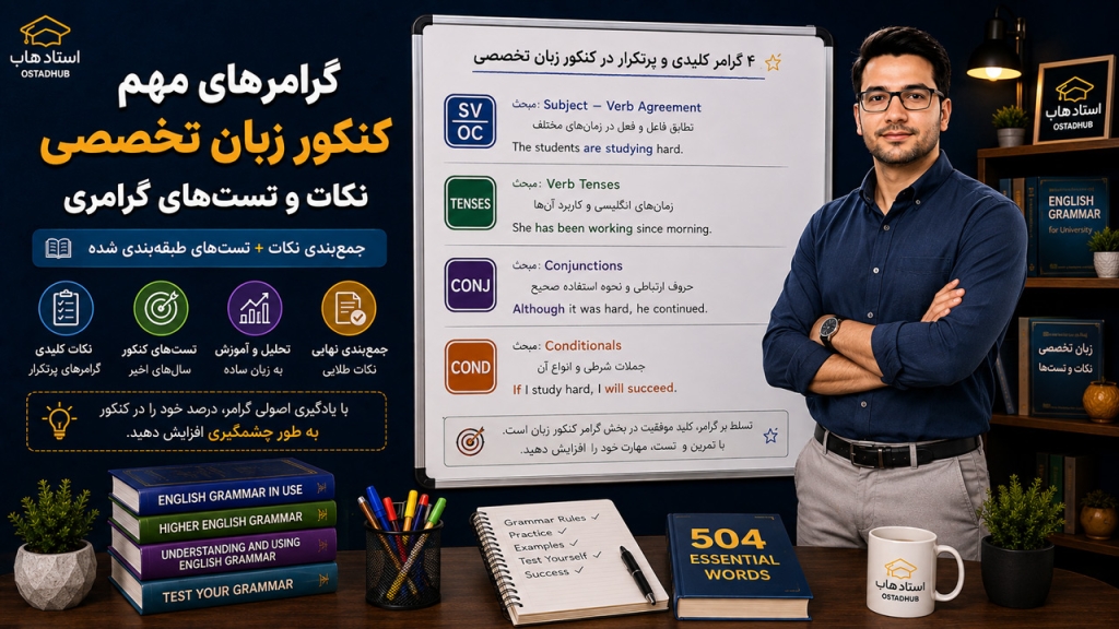 نکته و تست گرامر زبان دکتری | مهم‌ترین مباحث و تست‌های گرامری